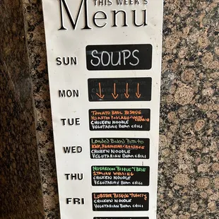 Rotating weekly soup menu