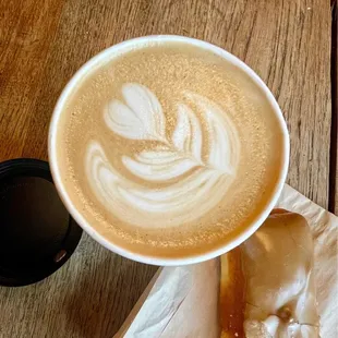 Vanilla latte and maple bar