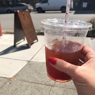 Black and blueberry hibiscus iced tea.