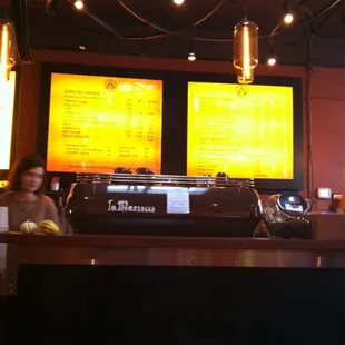 Beautiful backlit panels throughout the shop; even the menu!