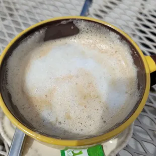 a cup of coffee on a table