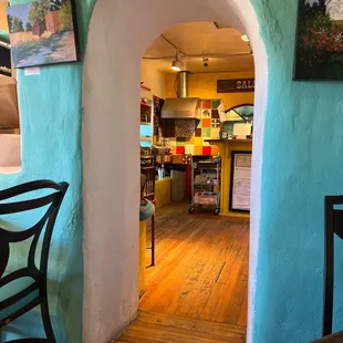 the entrance to a cafe