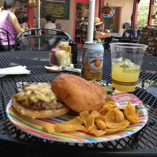 Green chile cheese burger