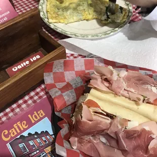 Italian hoagie and an omelette with spinach and feta