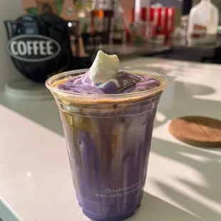 Ube Lava Latte (with a shot of espresso)