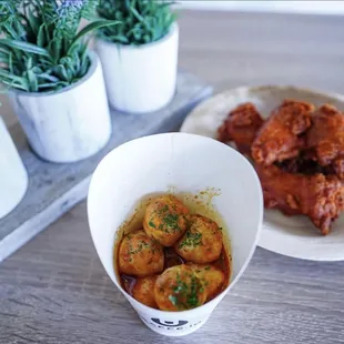 Malaysian style curry fishball and spicy wings