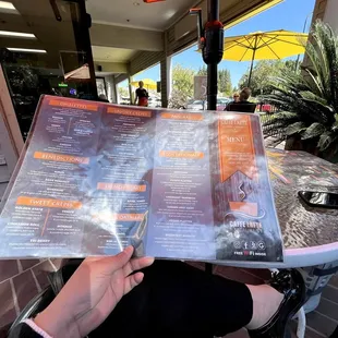 Menu and patio outdoor area