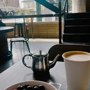 My Latte &amp; oatmeal w/ berries.