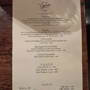 dessert menu