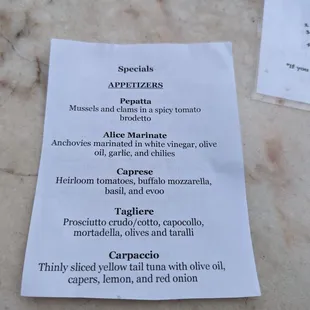6/9/23 specials menu