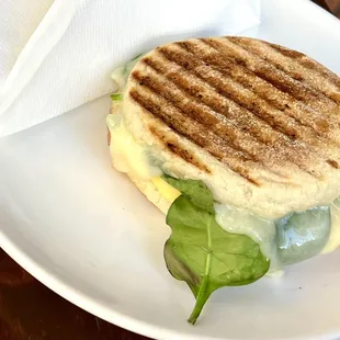 Spinach Egg Swiss Cheese Breakfast Sandwich was nicely toasted &amp; cheese melted on a panini $6.25.    5*