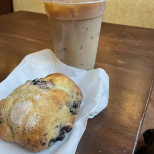 Blueberry scone and cold brew