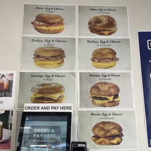 Bagels and croissAnts and order from kiosk