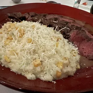 Risotto with steak medallion .... Medium rare is a must.