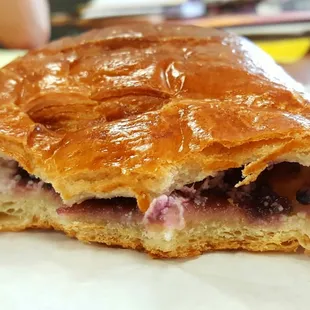 Blueberry and cream cheese pastry. Fluffy, warm, soft and delicious!