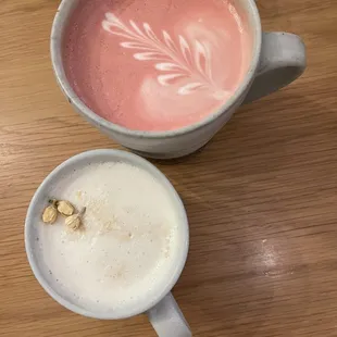 Woodland latte and beet latte