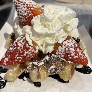 Whipped Cream and Strawberry Waffle