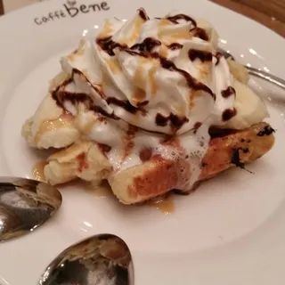 Whipped Cream and Banana Waffle