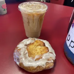 Danish &amp; Cow Tail latte.