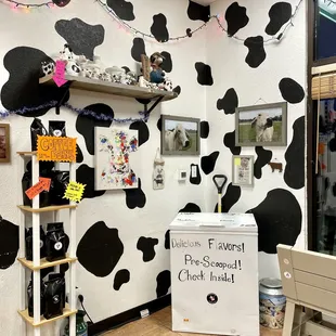 a cow themed office