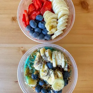 Acai berry bowl (top). Blue bowl (bottom).