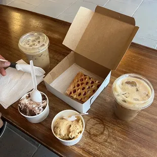 Lattes, pastries, gelato