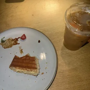 cuban toast (mostly eaten) with Orange Cold Brew