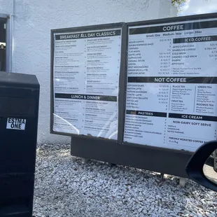 Drive thru menu