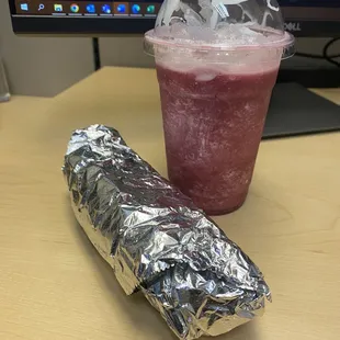 Burrito and smoothie