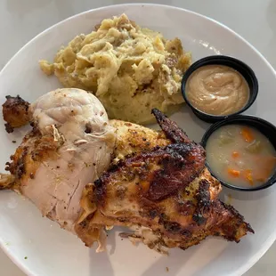 rotisserie chicken and mashed potatoes