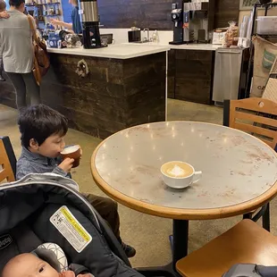 Lattes taste best when drank in a cup!  Plus, you get to enjoy the coffee art design in your cup!