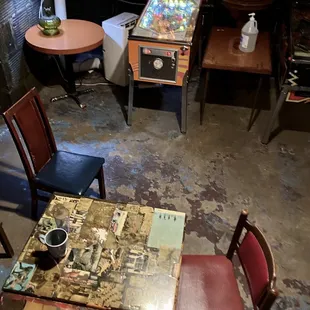 Seating in the basement too