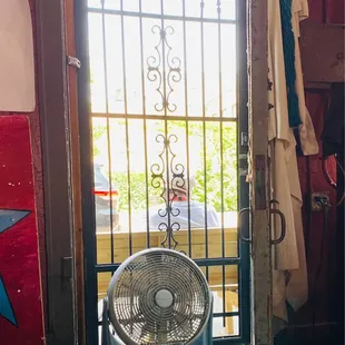 The door was open with a fan to pull air in...from where all the smokers are at :/