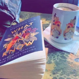 Stay a while, your drink will be put in a really cute mug.