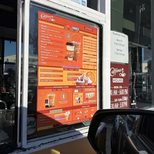 a menu in a window