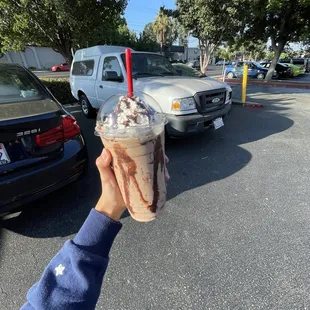 Chocolate frappe drizzled with chocolate! No mocha for either :)