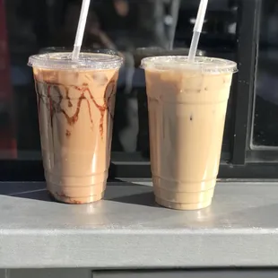 Ice mocha(left) iced white mocha (right)