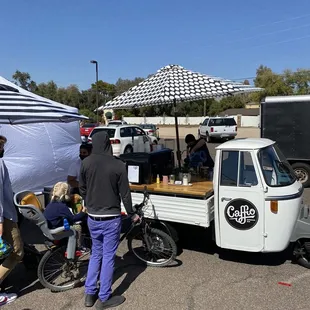 Coffee truck set up at the Uptown Farmer&apos;s Market.