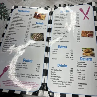 a menu for a restaurant