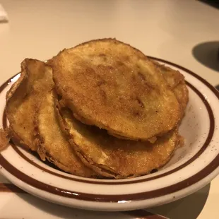 Fried squash. Thinly sliced and ever so lightly breaded. Very good.