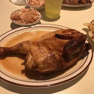 Half BBQ chicken. Looked a bit neked but was very good.