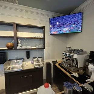 Corner of bar area with espresso machine
