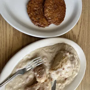 Biscuits and gravy and sausage