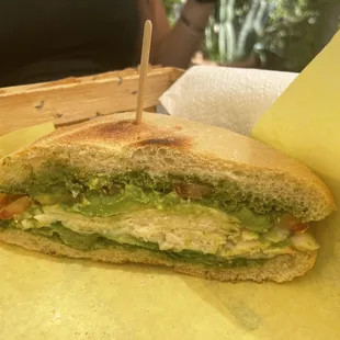 Sliced Chicken Pesto Sandwich