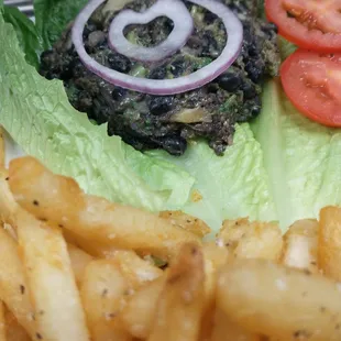 Our vegan black bean burger.