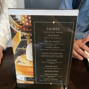 Cocktail menu