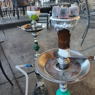 Mint hookah and pineapple lemon freeze in a fruit bowl