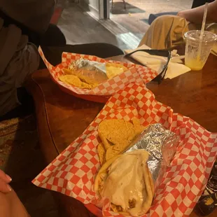 two plates of food on a table