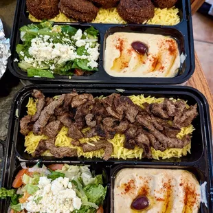 Falafel Plate and Beef Shawarma Plate