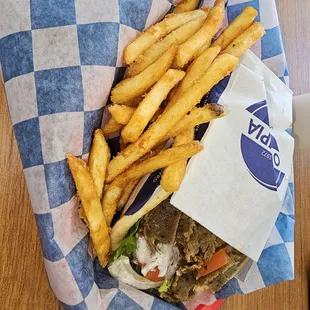 Gyro pita with fries